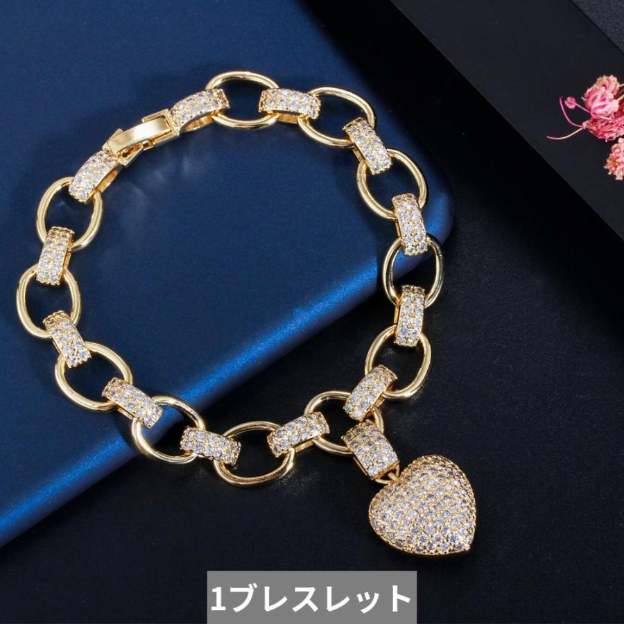 ペンダント ブレスレット ネックレス ゴールド ハート LOVE ジルコニア 揺れる レース レディース 585 カラー キュービック_7