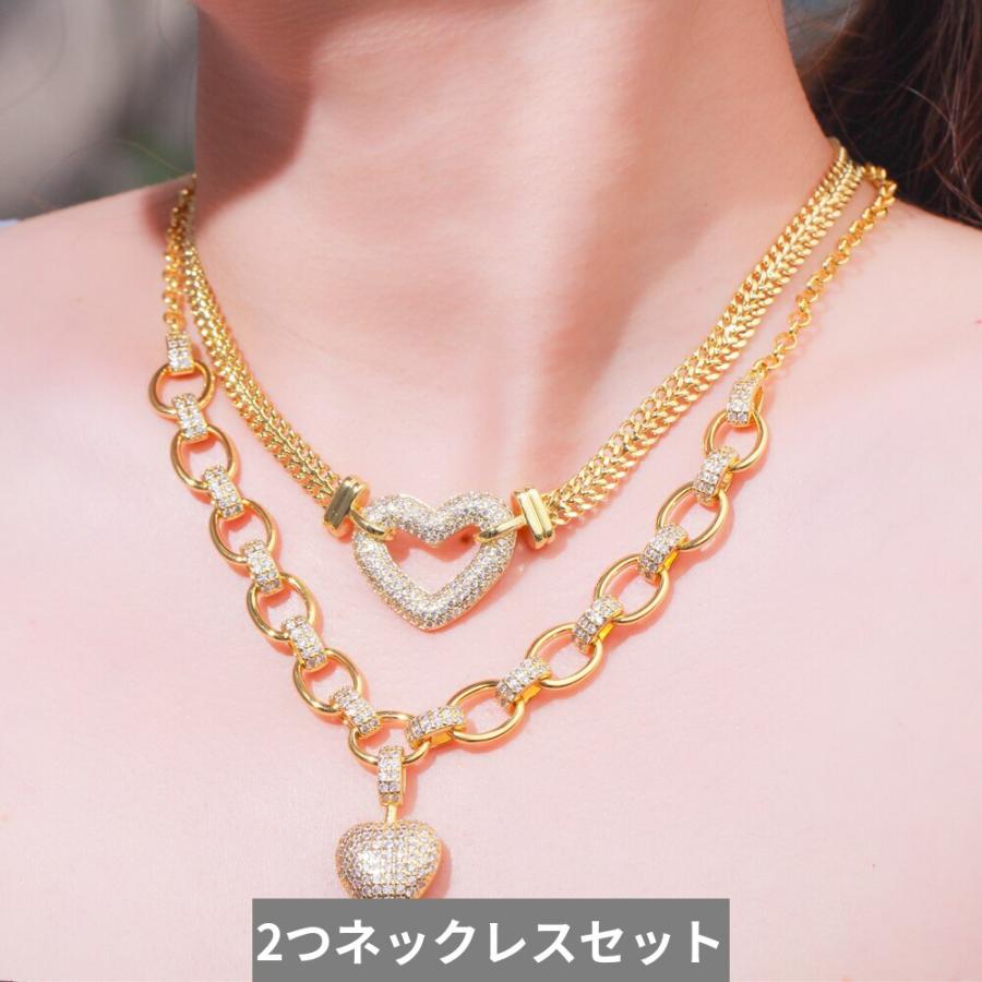 ペンダント ブレスレット ネックレス ゴールド ハート LOVE ジルコニア 揺れる レース レディース 585 カラー キュービック_9