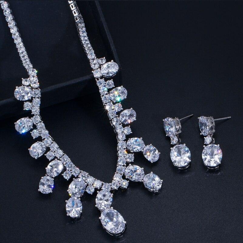 ピアス ネックレス 白 ホワイト ジルコニア ラウンド レース レディース 女性 水 ドロップ キュービック 結婚式 ウェディング_1