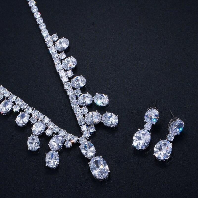 ピアス ネックレス 白 ホワイト ジルコニア ラウンド レース レディース 女性 水 ドロップ キュービック 結婚式 ウェディング_2