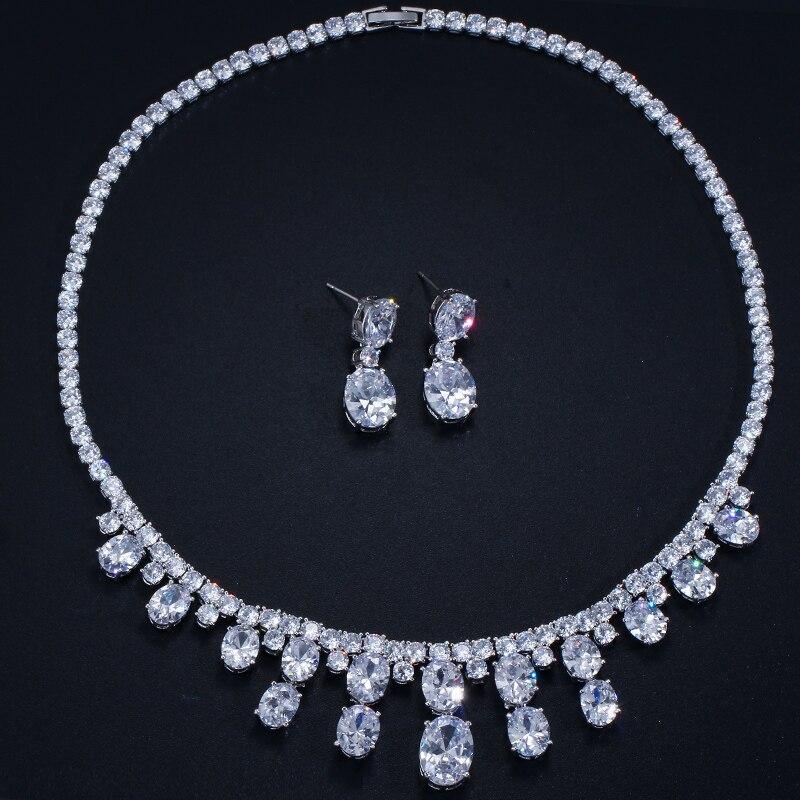 ピアス ネックレス 白 ホワイト ジルコニア ラウンド レース レディース 女性 水 ドロップ キュービック 結婚式 ウェディング_4