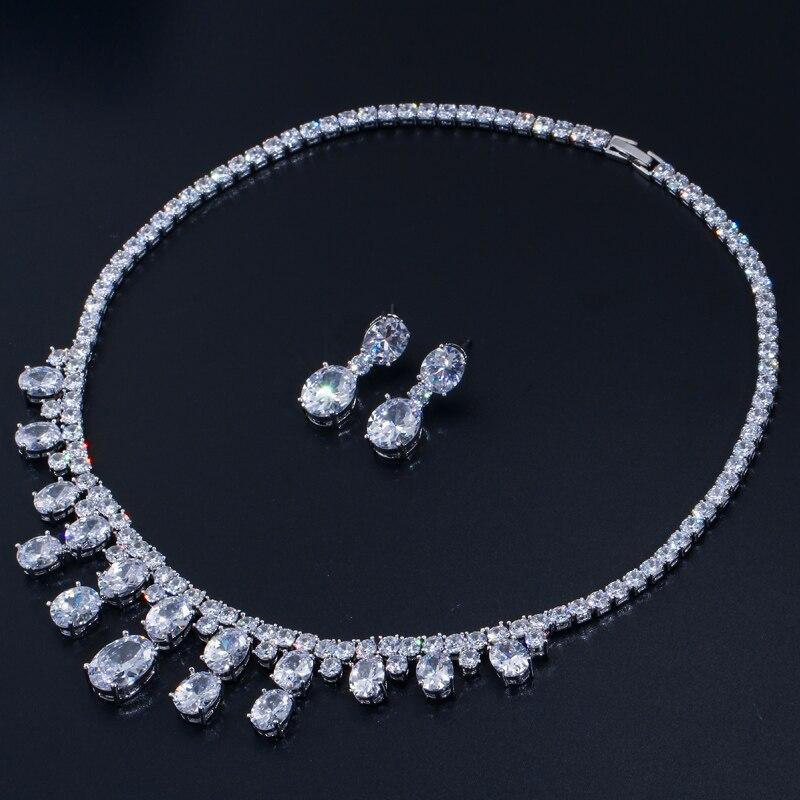 ピアス ネックレス 白 ホワイト ジルコニア ラウンド レース レディース 女性 水 ドロップ キュービック 結婚式 ウェディング_5