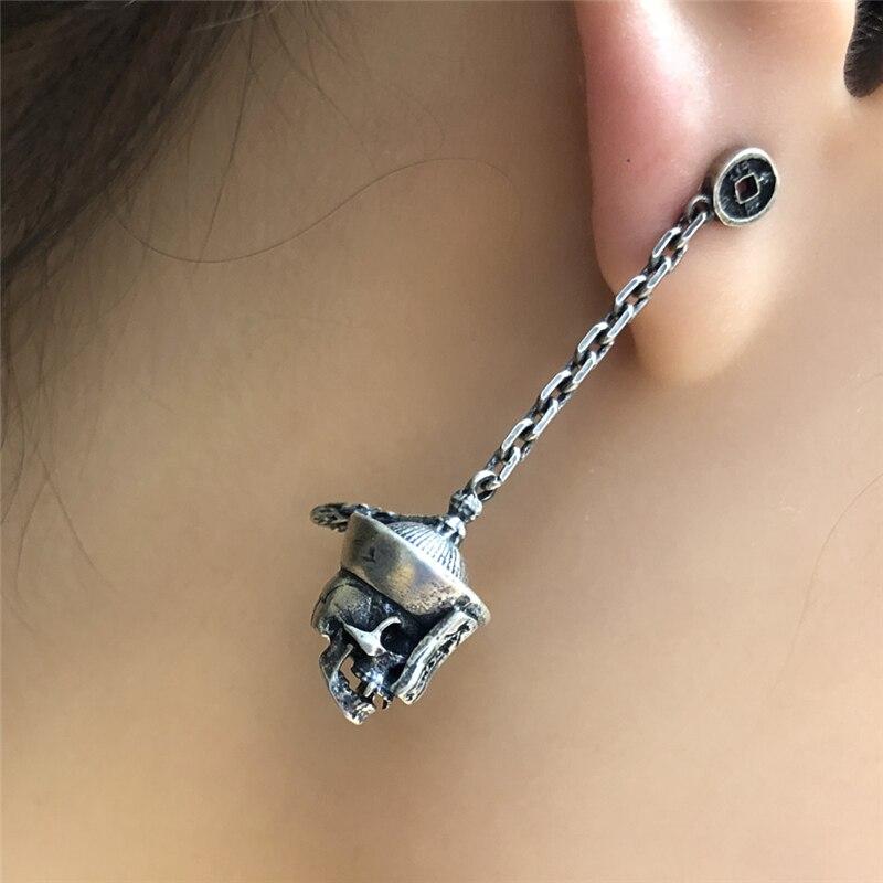 ピアス シルバー コッパー レトロ スカル コイン スタッドピアス レディース メンズ カッパー 銅 スケルトン 女性 男性 100%_4
