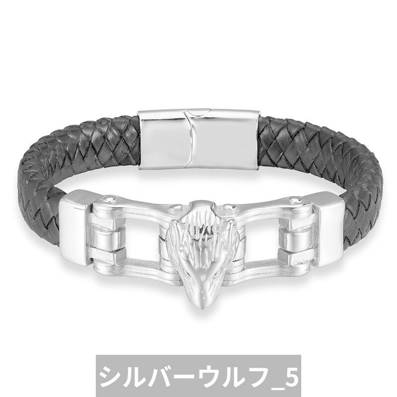 ブレスレット ボタン 本革 磁気 レザー ステンレス 魚 メンズ｜finejewelrys｜11