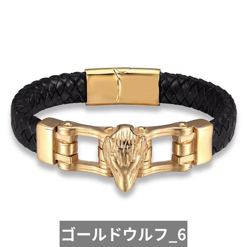 ブレスレット ボタン 本革 磁気 レザー ステンレス 魚 メンズ｜finejewelrys｜12