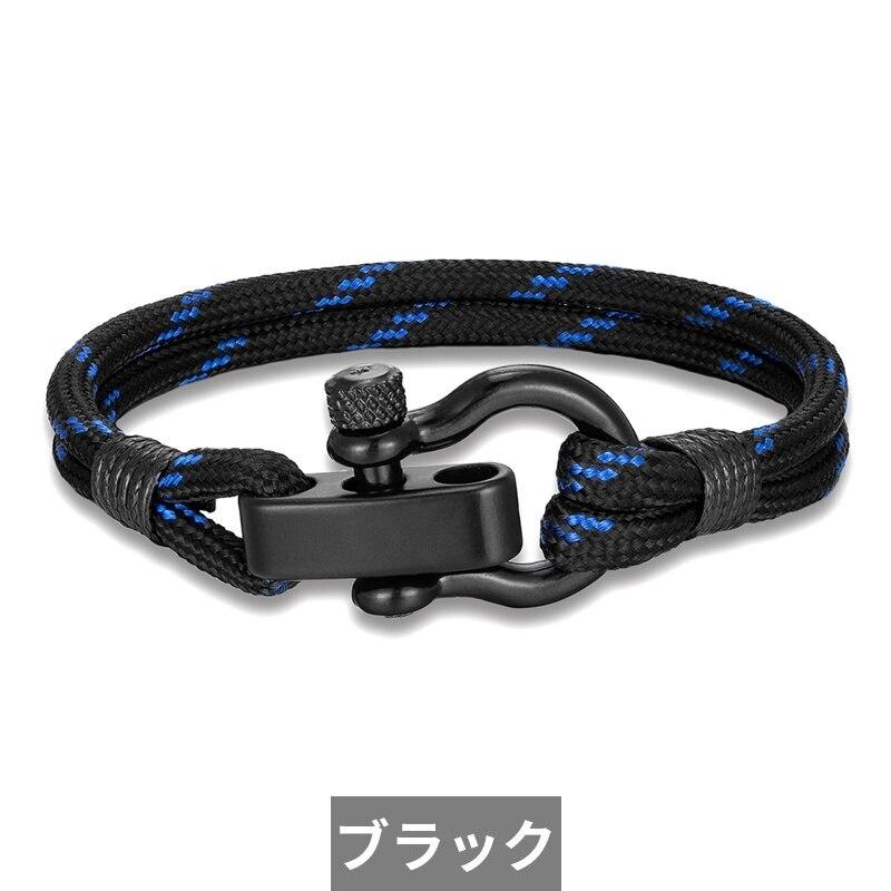 ブレスレット 黒 ブラック メタル ロープ フリーサイズ メンズ｜finejewelrys｜07