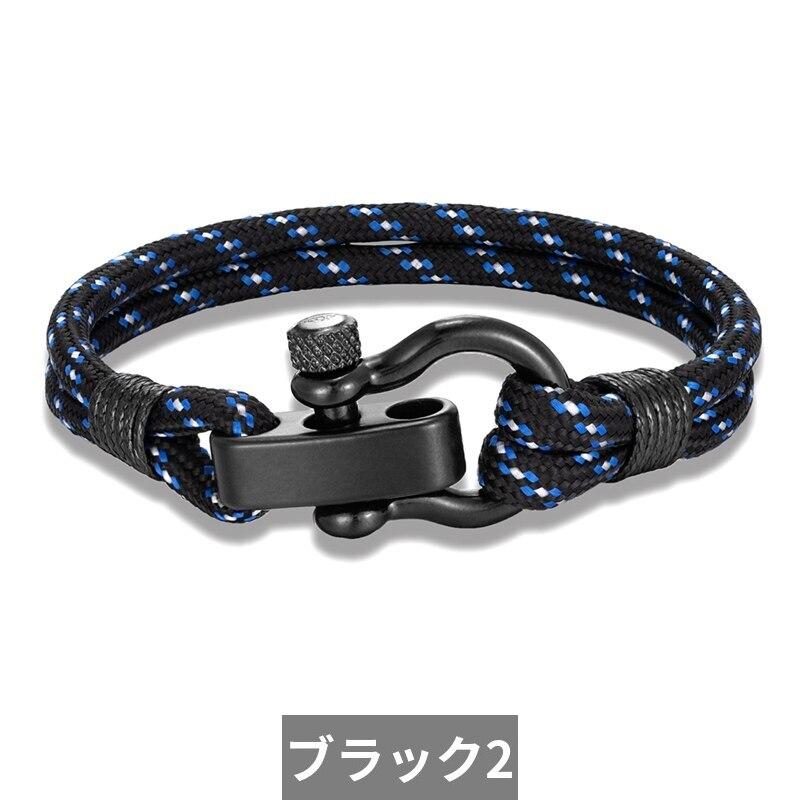 ブレスレット 黒 ブラック メタル ロープ フリーサイズ メンズ｜finejewelrys｜09