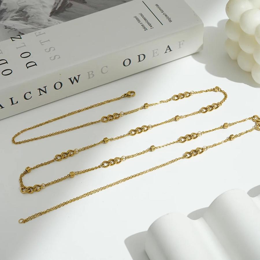 ネックレス ステンレス キューバ ゴールド チェーン ポール レディース パラ スチール 18K プレート_2