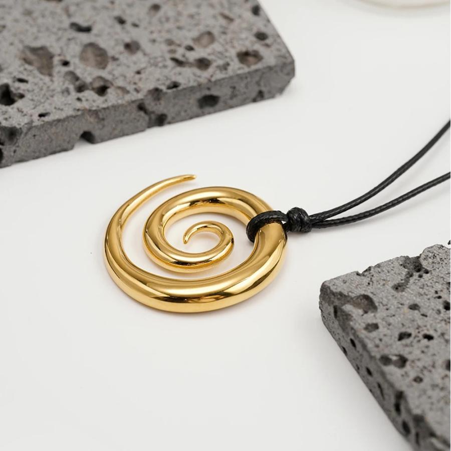 ペンダント ネックレス ステンレス ゴールド チェーン レディース パラ スパイラル スチール 18K プレート_2