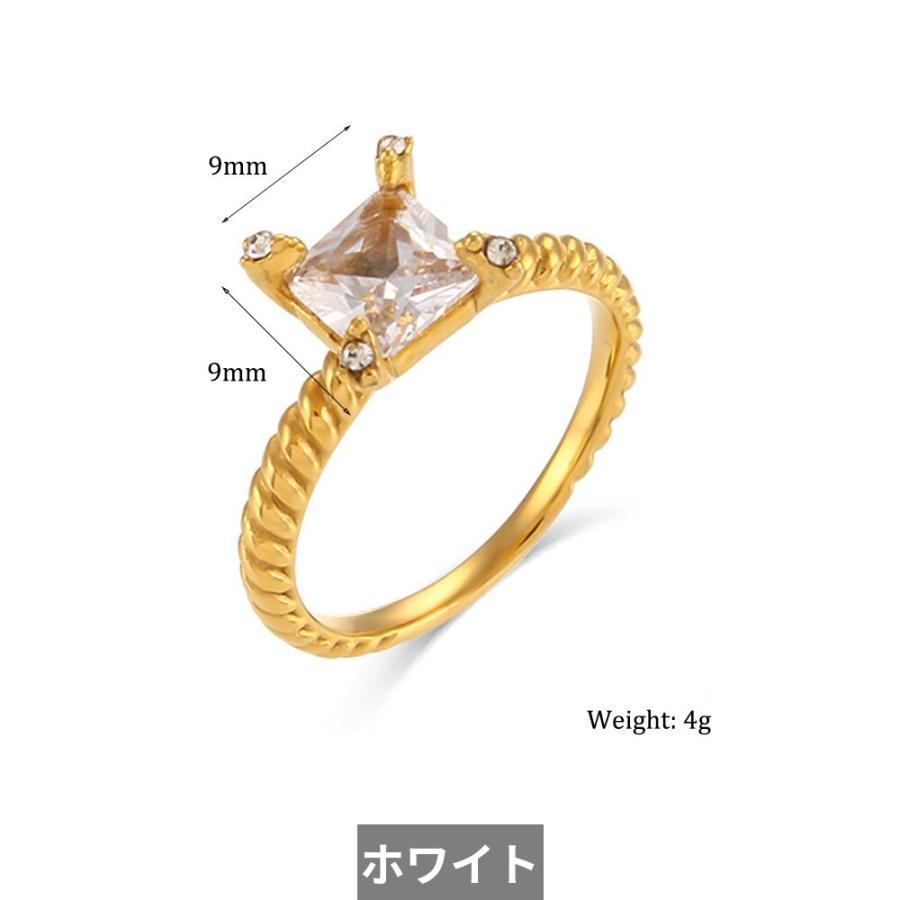 指輪 リング 白 ホワイト 黒 ブラック 緑 グリーン クリスタル ステンレス スクエア リング レディース｜finejewelrys｜07