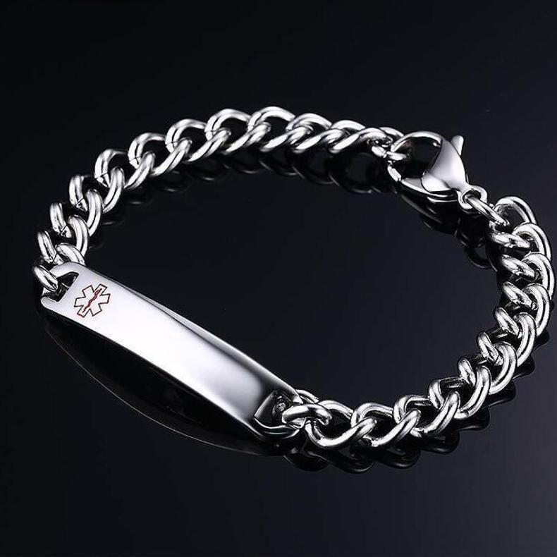 ブレスレット メンズ レディース メディカルアラート ステンレス ID