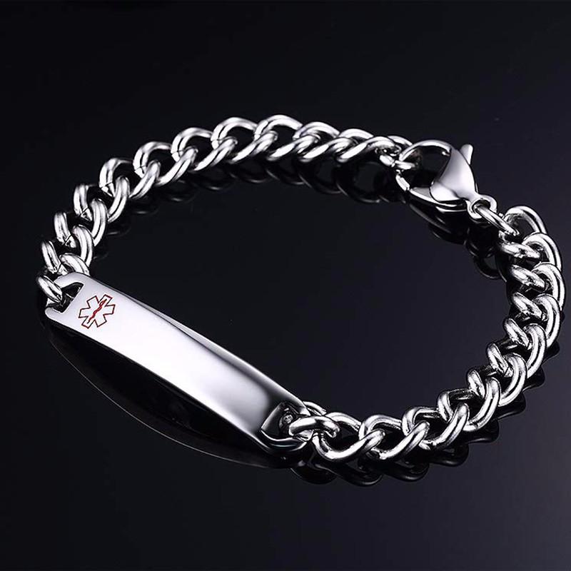 ブレスレット メンズ レディース メディカルアラート ステンレス ID