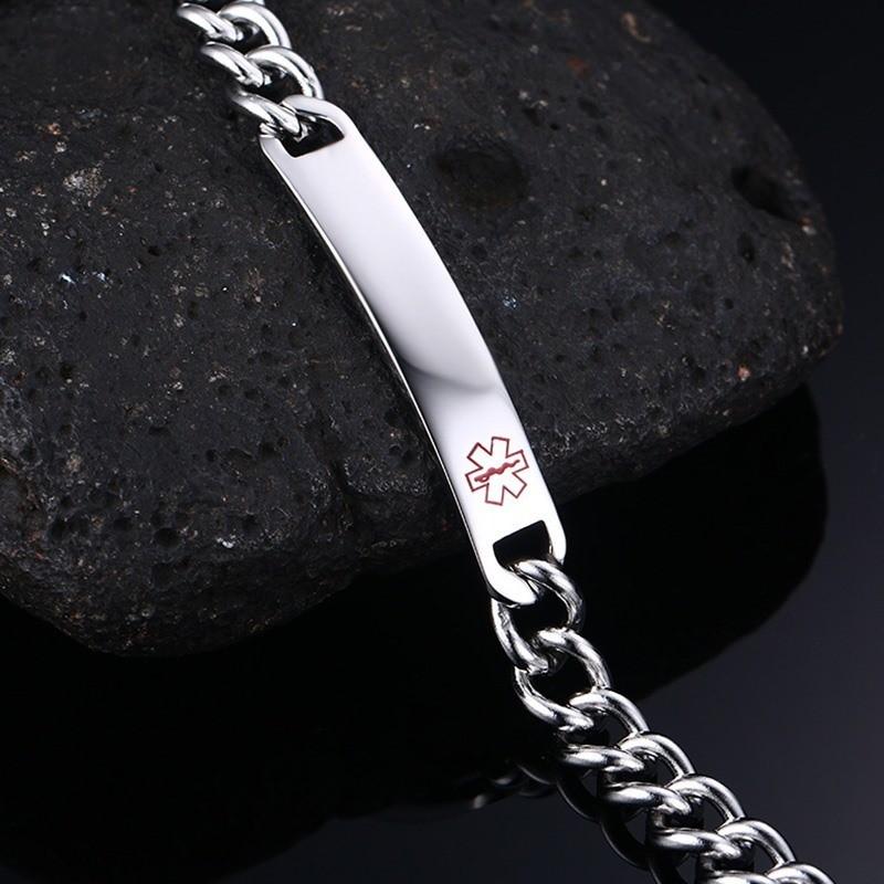 ブレスレット メンズ レディース メディカルアラート ステンレス ID