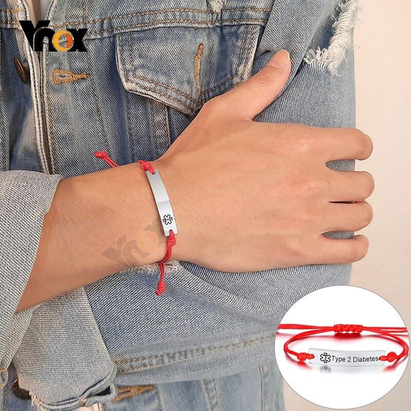 ブレスレット メディカルアラート 無料刻印 ロープ レディース メンズ 人気の春夏