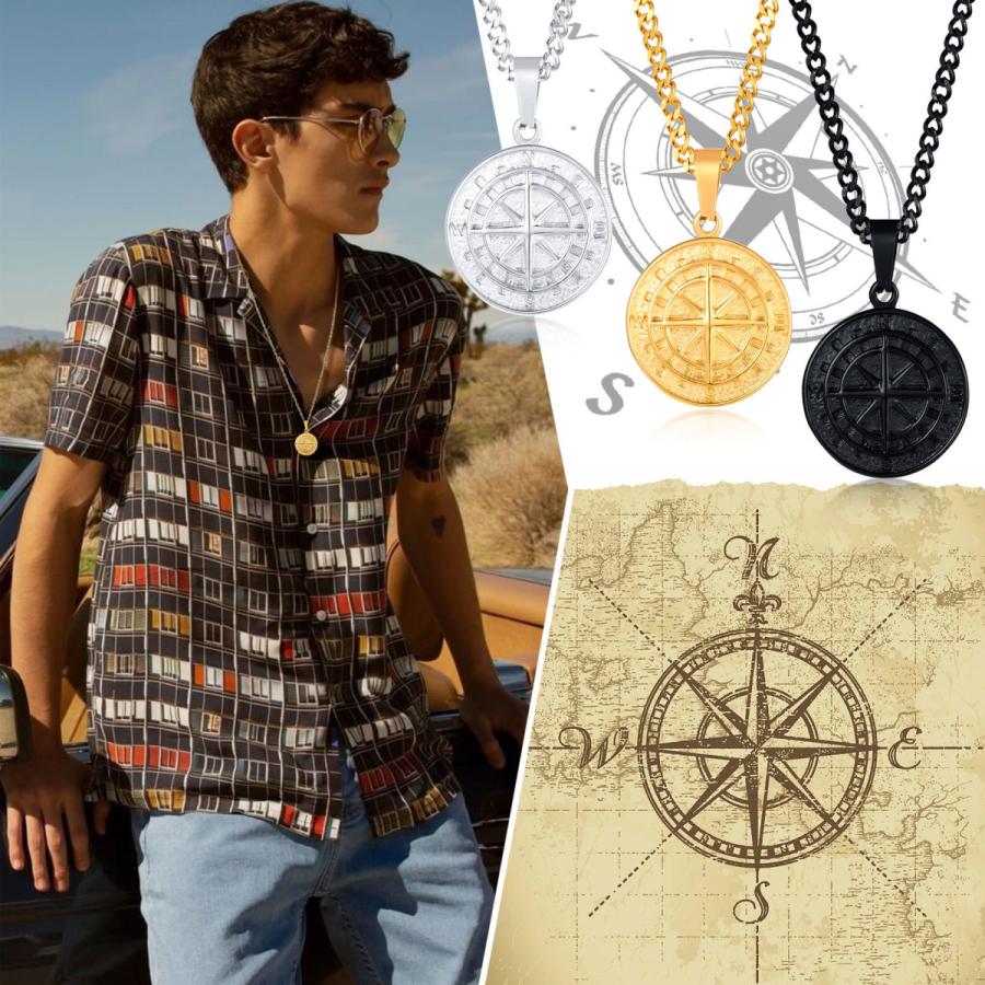 ペンダント ネックレス ステンレス ラウンド コイン メンズ 男性 シルバー スタイリッシュ コンパス メンズ 男性レトロ チャーム VICENDA] コインネックレス(シルバー) | KOBUNSHA SELECT SHOP | [VICENDA]コインネックレス(シルバー)