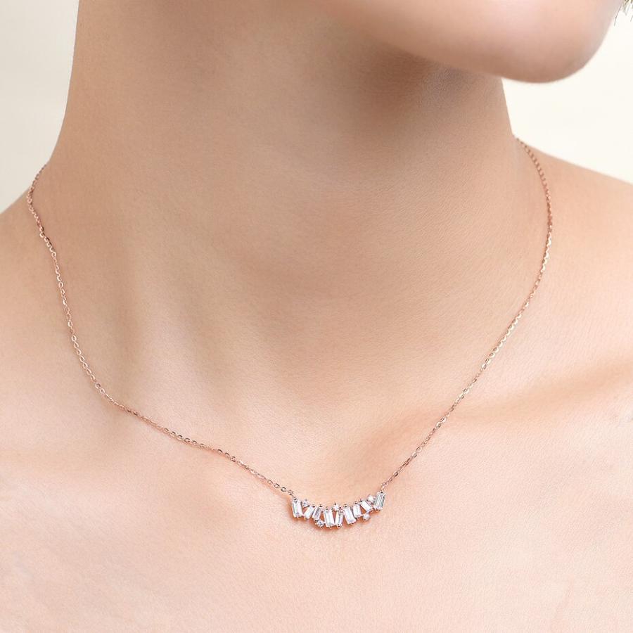 ネックレス ダイヤモンド ゴールド レディース 女性 ピュア 18K 14K 10K ローズ モイサナイト 贅沢 高級 バゲットの画像