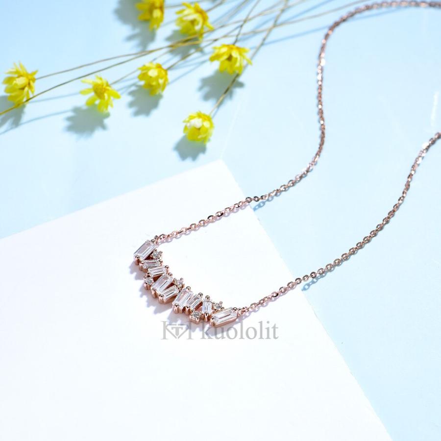 ネックレス ダイヤモンド ゴールド レディース 女性 ピュア 18K 14K 10K ローズ モイサナイト 贅沢 高級 バゲットの画像