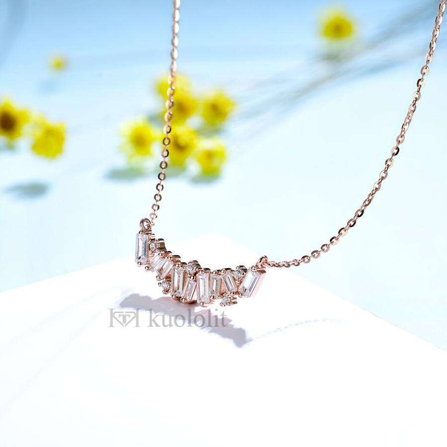 ネックレス ダイヤモンド ゴールド レディース 女性 ピュア 18K 14K 10K ローズ モイサナイト 贅沢 高級 バゲットの画像