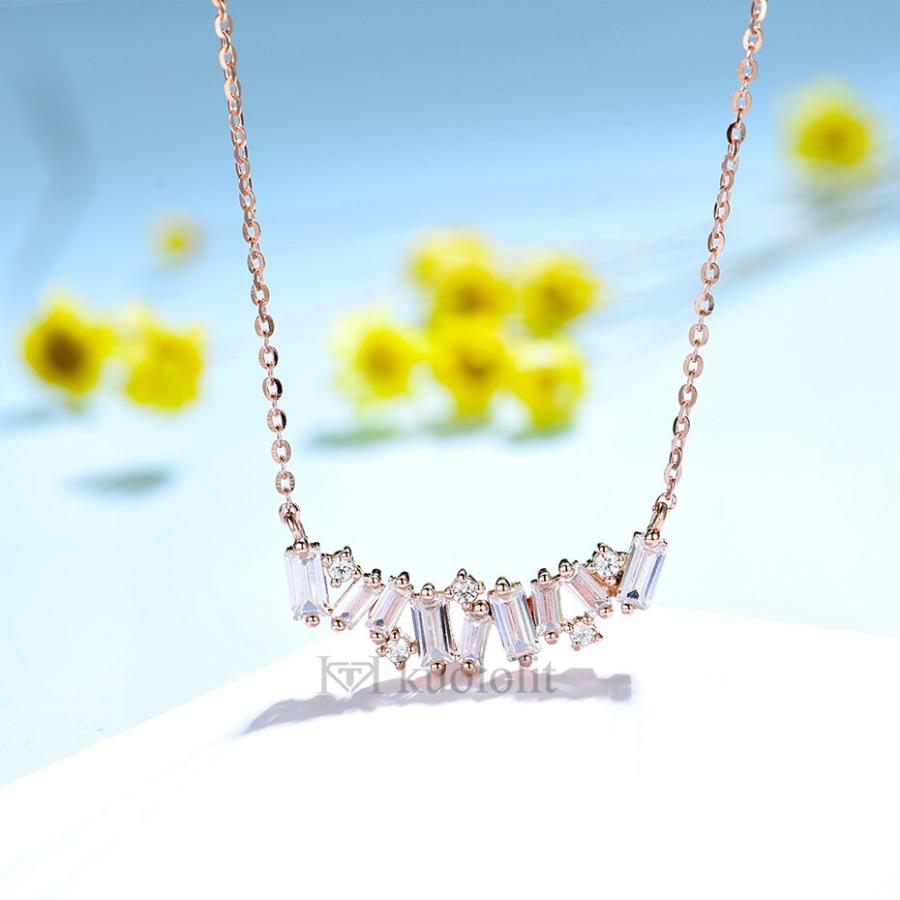 ネックレス ダイヤモンド ゴールド レディース 女性 ピュア 18K 14K 10K ローズ モイサナイト 贅沢 高級 バゲットの画像