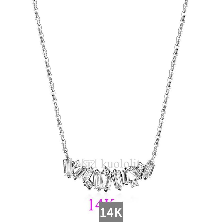 ネックレス ダイヤモンド ゴールド レディース 女性 ピュア 18K 14K 10K ローズ モイサナイト 贅沢 高級 バゲットの画像