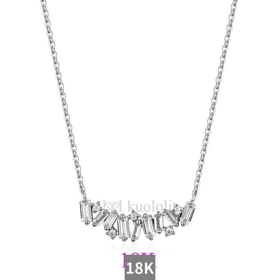 ネックレス ダイヤモンド ゴールド レディース 女性 ピュア 18K 14K 10K ローズ モイサナイト 贅沢 高級 バゲットの画像
