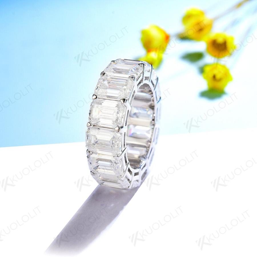 指輪 リング エメラルド ゴールド レディース 女性 14CTW カット モイサナイト ソリッド 18K 14K 10K 永遠 フル_1