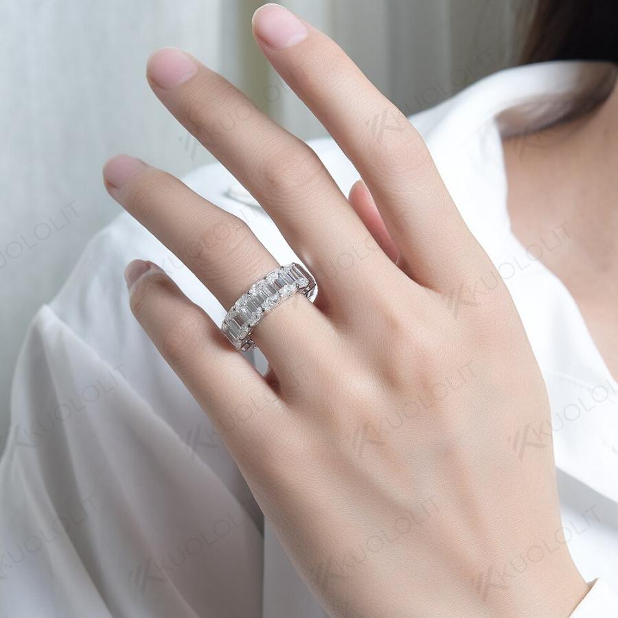 指輪 リング エメラルド ゴールド レディース 女性 14CTW カット モイサナイト ソリッド 18K 14K 10K 永遠 フル_4