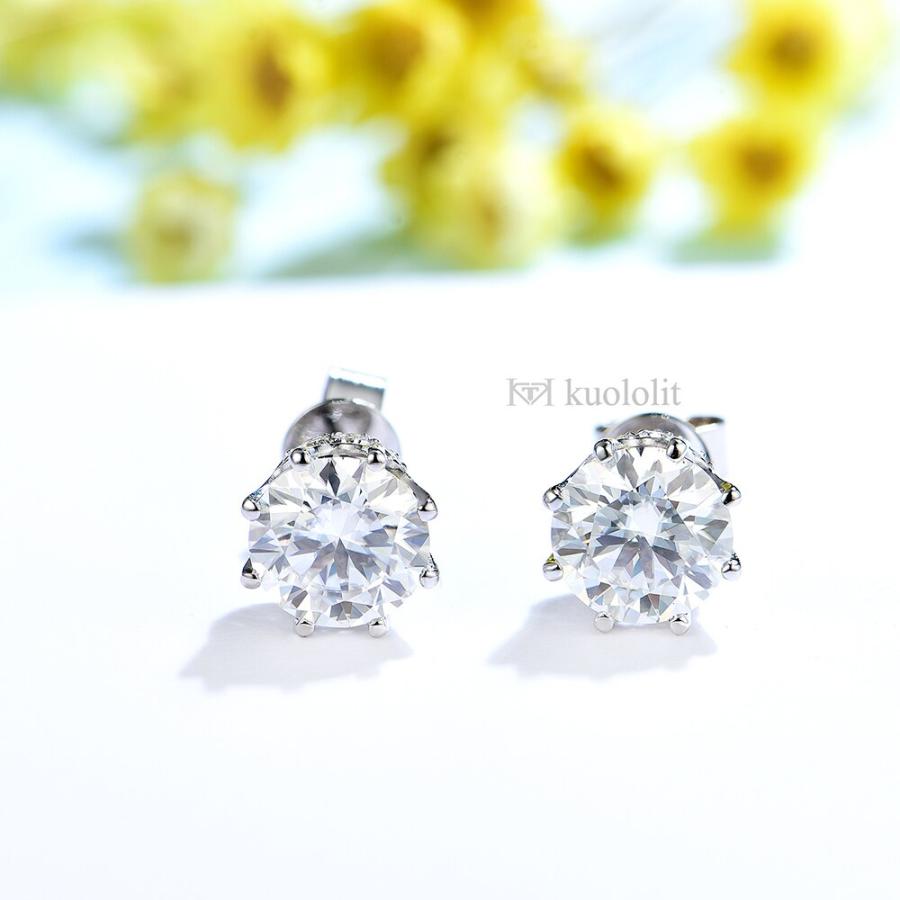 ピアス ダイヤモンド ゴールド レディース 女性 6CT 18K 14K モイサナイト スタッド ソリッド Au 750 585の画像