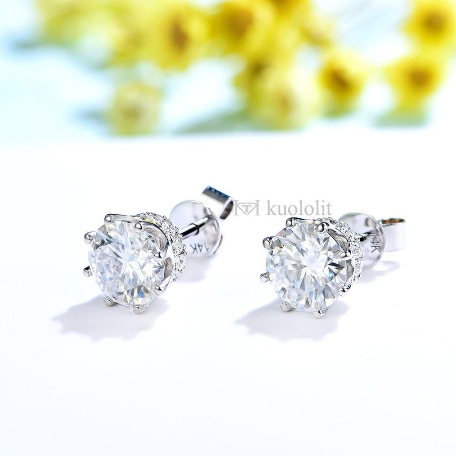 ピアス ダイヤモンド ゴールド レディース 女性 6CT 18K 14K モイサナイト スタッド ソリッド Au 750 585の画像