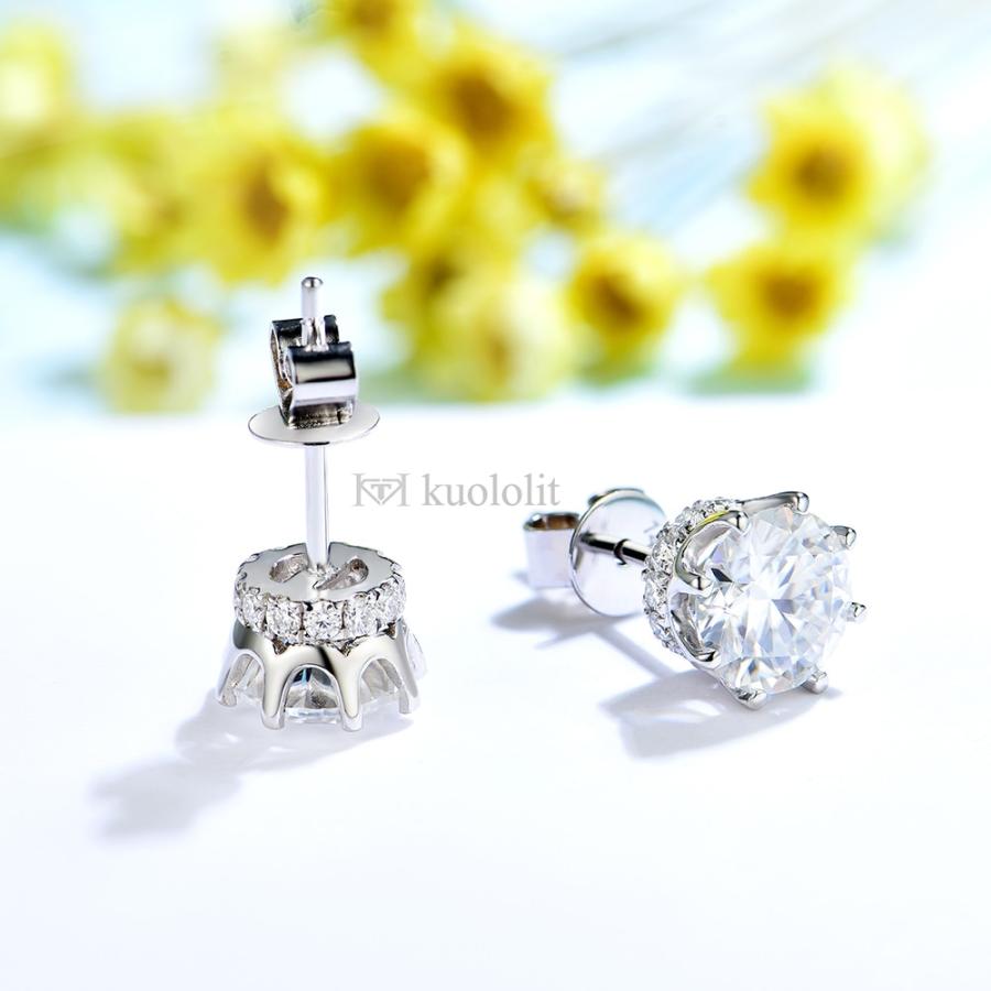 ピアス ダイヤモンド ゴールド レディース 女性 6CT 18K 14K モイサナイト スタッド ソリッド Au 750 585の画像