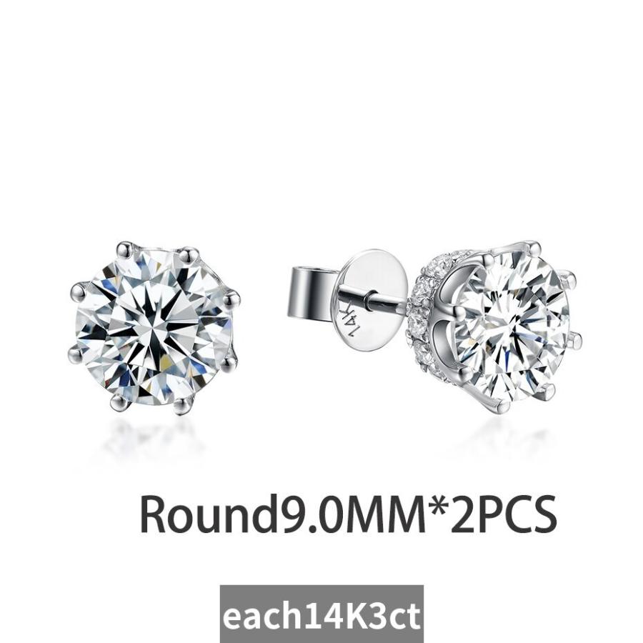 ピアス ダイヤモンド ゴールド レディース 女性 6CT 18K 14K モイサナイト スタッド ソリッド Au 750 585の画像