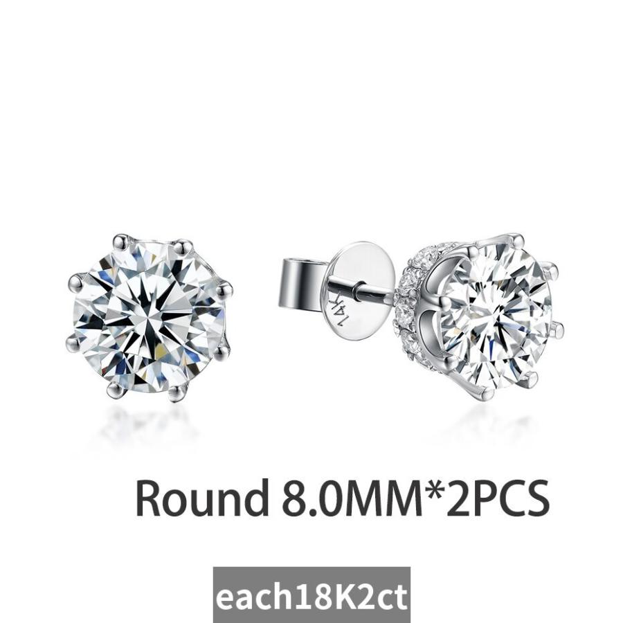 ピアス ダイヤモンド ゴールド レディース 女性 6CT 18K 14K モイサナイト スタッド ソリッド Au 750 585の画像