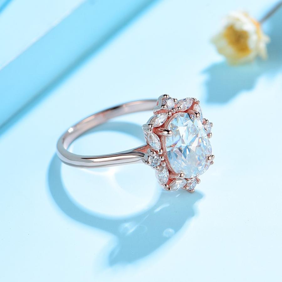 指輪 リング 白 ホワイト 黄 イエロー ブライダル ゴールド レディース 女性 2CT モイサナイト 585 10K 14K ローズ マーキス 贅沢 高級 婚約 記念日の画像