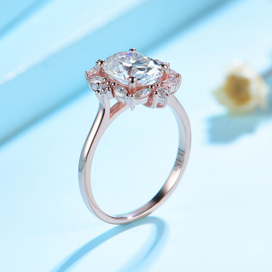 指輪 リング 白 ホワイト 黄 イエロー ブライダル ゴールド レディース 女性 2CT モイサナイト 585 10K 14K ローズ マーキス 贅沢 高級 婚約 記念日の画像