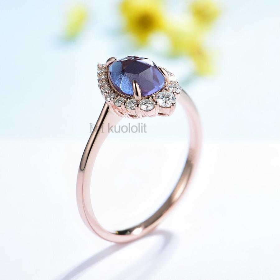指輪 リング ゴールド フルーツ ナシ 果物 レディース アレキサンドライト モイサナイト 18K 14K 10K 585 ローズの画像