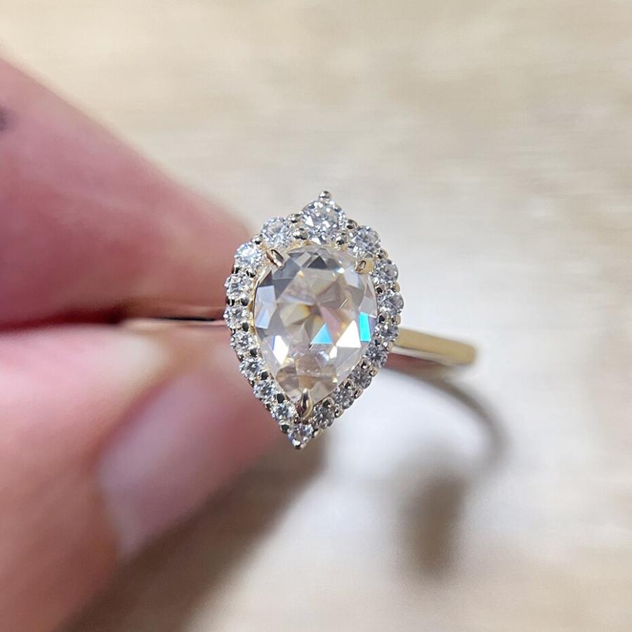 指輪 リング ゴールド フルーツ ナシ 果物 レディース アレキサンドライト モイサナイト 18K 14K 10K 585 ローズの画像