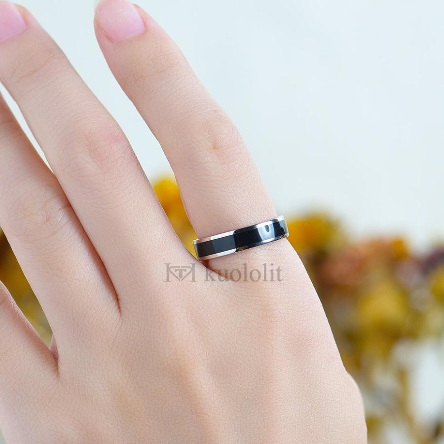 指輪 リング 白 ホワイト 黒 ブラック ゴールド レディース メンズ 女性 男性 ソリッド 18K 14K クラシック 5mm エナメルの画像