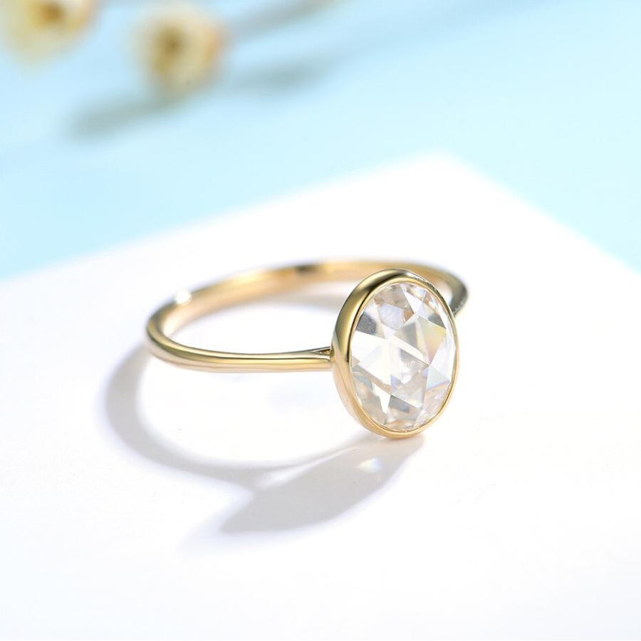 指輪 リング ゴールド レディース 女性 ローズ カット モイサナイト 750 18K 14K 10K 贅沢 高級 婚約 記念日 パーティの画像