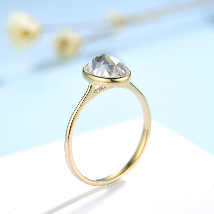 指輪 リング ゴールド レディース 女性 ローズ カット モイサナイト 750 18K 14K 10K 贅沢 高級 婚約 記念日 パーティの画像