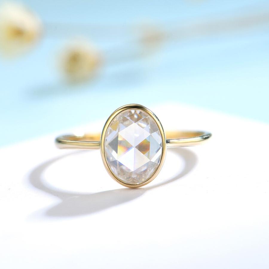 指輪 リング ゴールド レディース 女性 ローズ カット モイサナイト 750 18K 14K 10K 贅沢 高級 婚約 記念日 パーティの画像