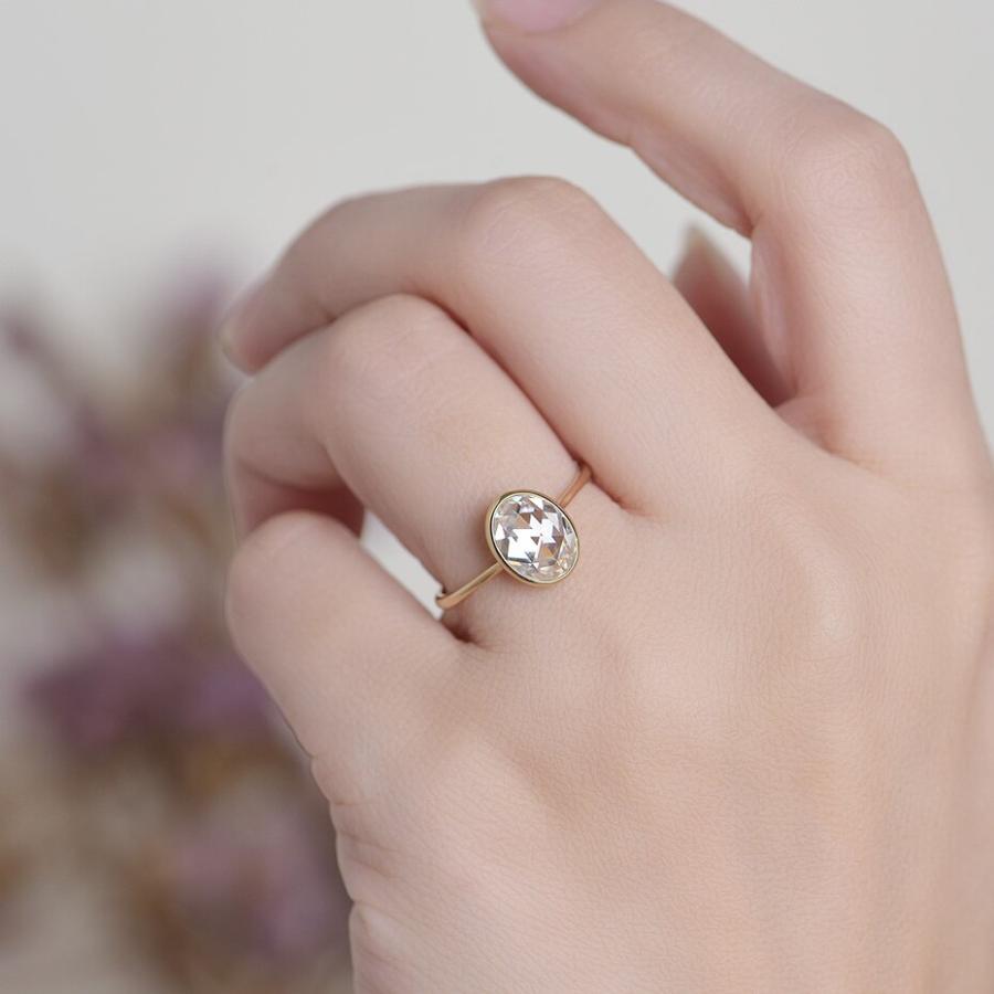 指輪 リング ゴールド レディース 女性 ローズ カット モイサナイト 750 18K 14K 10K 贅沢 高級 婚約 記念日 パーティの画像