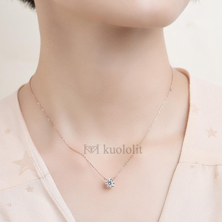 ペンダント ネックレス ゴールド チェーン レディース 女性 585 14K 10K ソリッド OEC モイサナイト 贅沢 高級 婚約の画像
