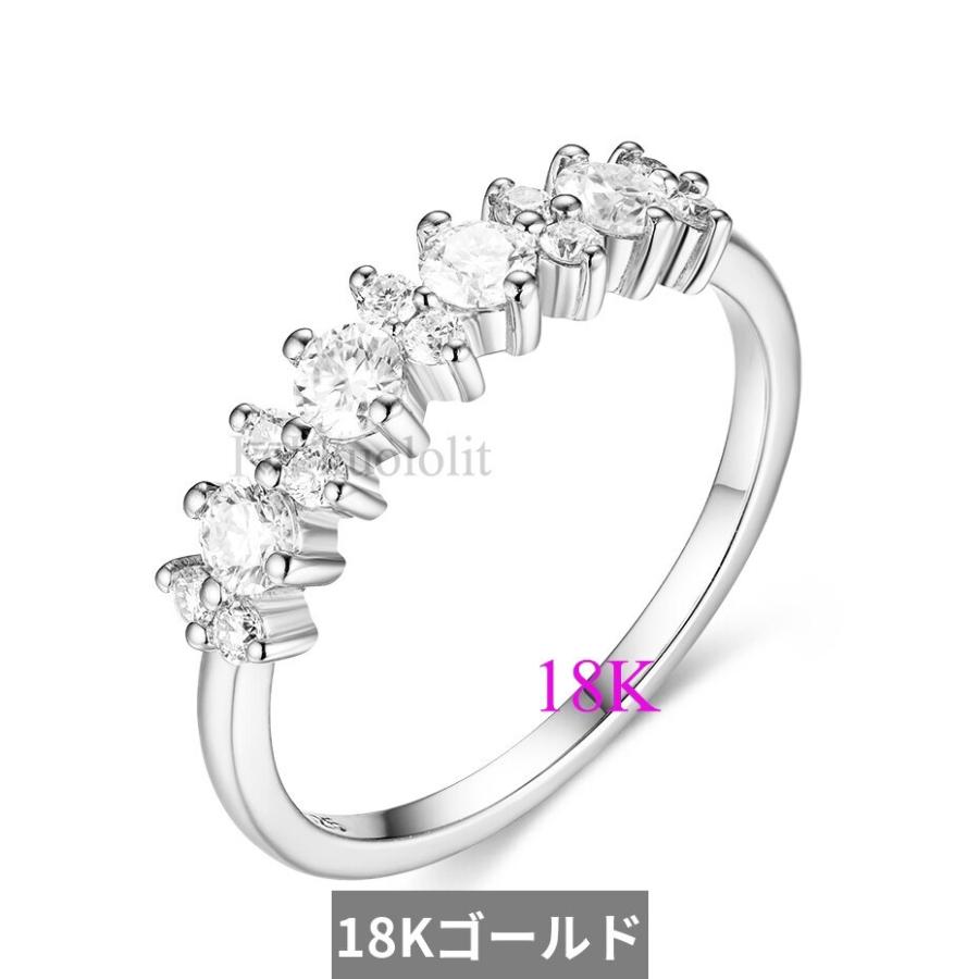 指輪 リング ダイヤモンド ゴールド D レディース 女性 750 18K 14K ローズ モイサナイト VVS ソリティア マッチングの画像