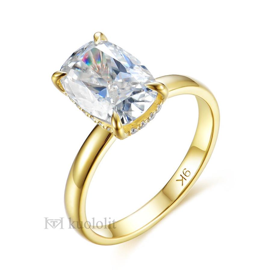 指輪 リング 黄 イエロー ゴールド レディース 女性 2.5CT クラッシュ 氷 アイス モイサナイト 585 14K 10K 細長いの画像