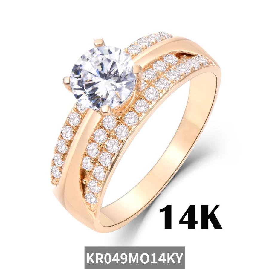 指輪 リング 黄 イエロー ゴールド ストーン レディース 女性 10K 14K 100% ナチュラル モイサナイト ジェムストーンの画像