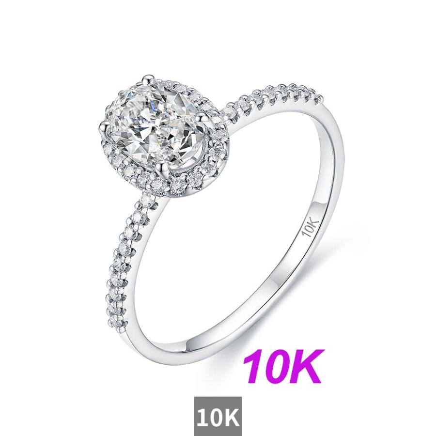 指輪 リング 白 ホワイト ゴールド オバール レディース 女性 ソリッド 14K 10K ナチュラル モイサナイト 1ct VVSの画像