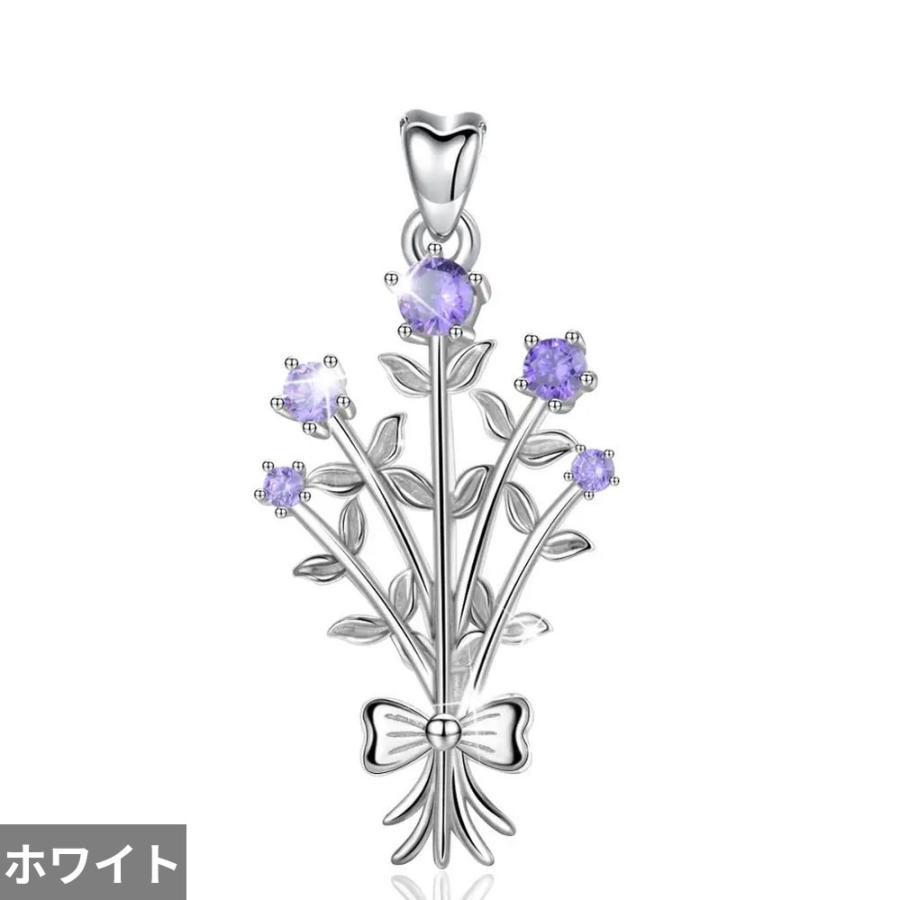 ペンダント ネックレス 紫 パープル 花 フラワー シルバー リング レディース スターリング バンチ_6
