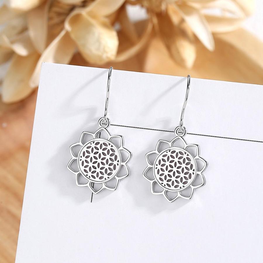 ペンダント ピアス ネックレス 花 フラワー シルバー ドロップ リング レディース 女性 925 スター 星リング ライフ ジュエリー セット 幾何学_4