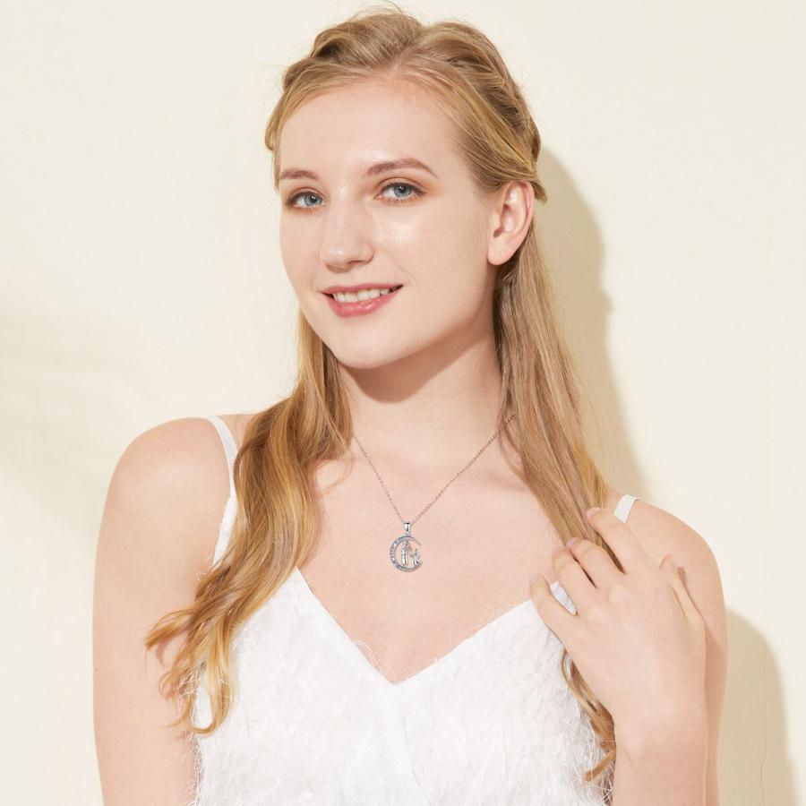 ペンダント ネックレス 花 フラワー クリスタル シルバー ピンク リング 月 レディース 女性 リアル 925 スター 星リング マザー_5
