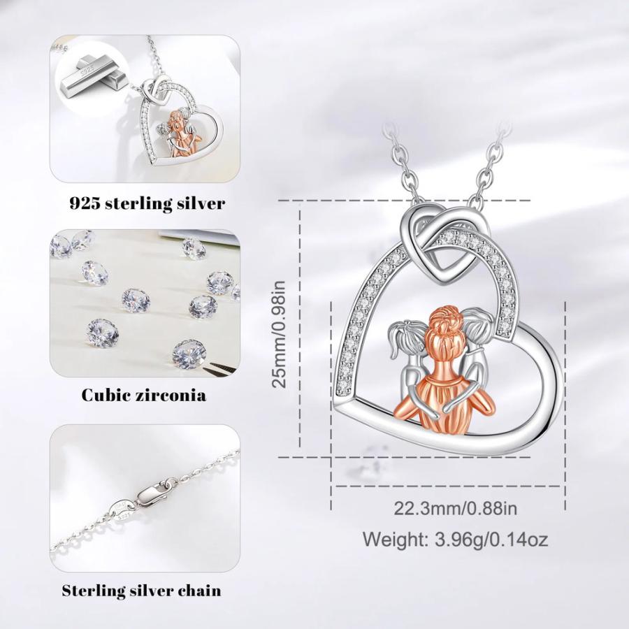 ペンダント ネックレス ジルコニア ゴールド シルバー ハート リング レディース オリジナル 925 スターリング マザー キッズ ジルコン_1
